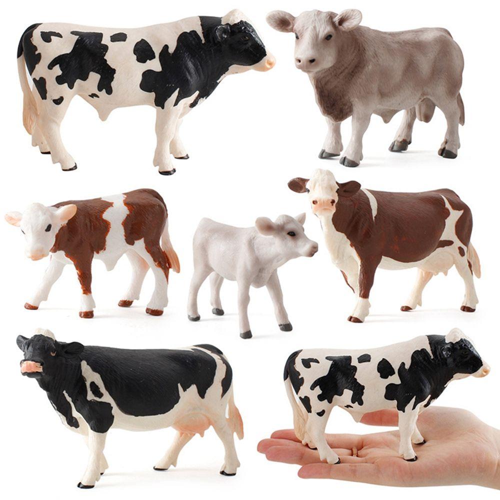 Ornaments for Children Baby Simulated Cattle Animal Figurine Cow Models Educational Toys Home Decor