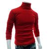 Høst Menn Ensfarget Rullekrave Langermet Genser Slim Strikket Pullover Topp