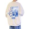 Aaronlive Round Collar Long Sleeve Cute Bear Popular Pullover Loose Size White Men's Hoodie, Print, Sweatshirt, Casual, Comfortable, Fit, Spring,