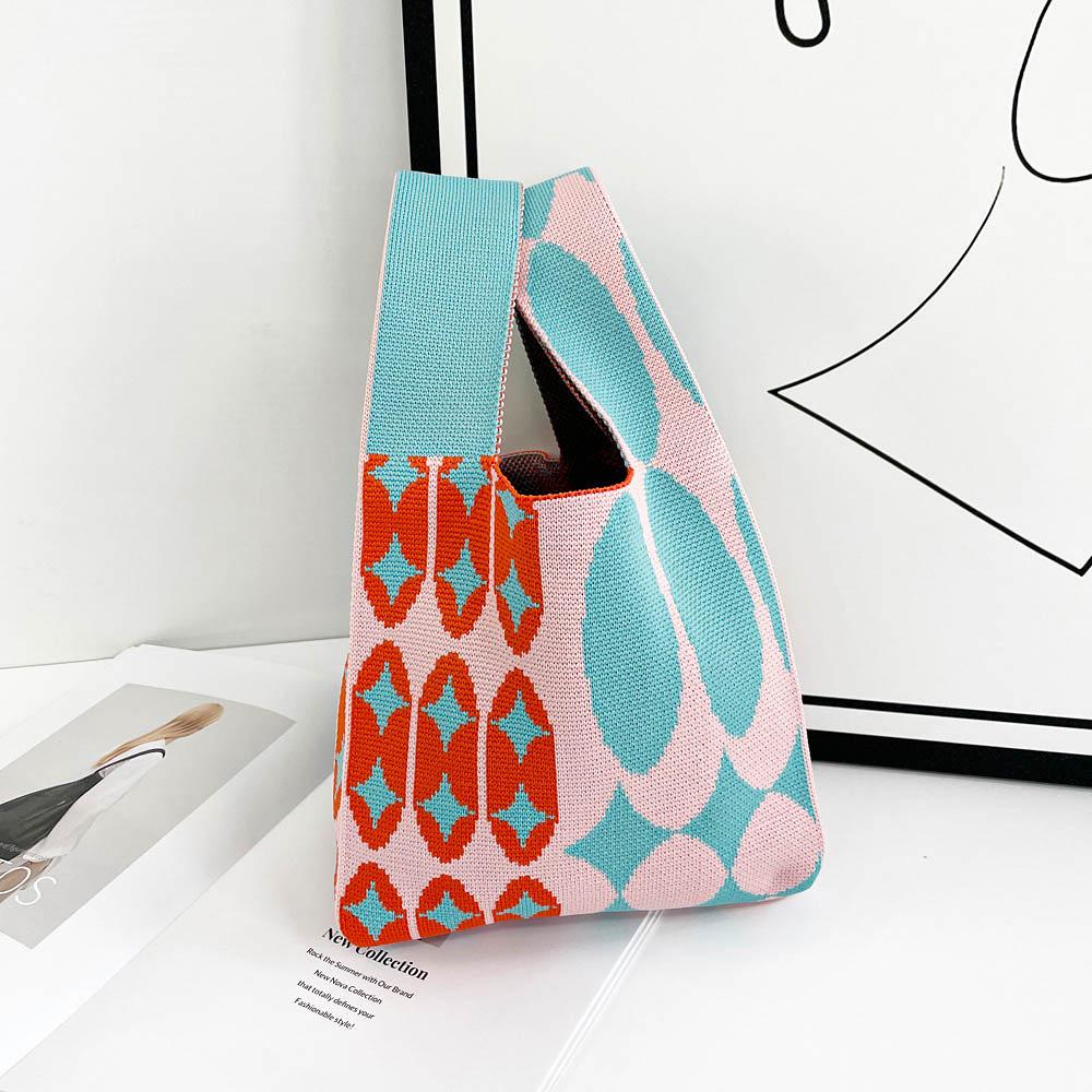 Large Capacity Knitted Bag Women'S Knitted Handbag Tote Bag Portable Storage For Outdoor Use Soft Woven Versatile And Cute Bag