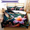 3PC Custom Name Hummingbird Flower Magic Bedding Set Duvet Cover Closure Includes 1 Duvet Cover & 2 Pillowcases for Bedroom