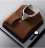 Men's Autumn/Winter Thickened Long-Sleeve Top, Half-High Collar, Plus Velvet Warm Knit Base Layer.