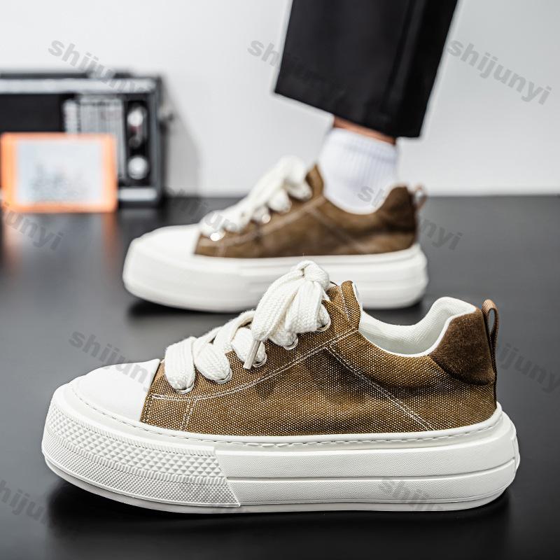 Sneakers da Uomo con Plateau Autunno Nuovi Traspiranti Moda Allacciatura Scarpe Casual Antiscivolo Aumento Altezza Comode Scarpe Vulcanizzate