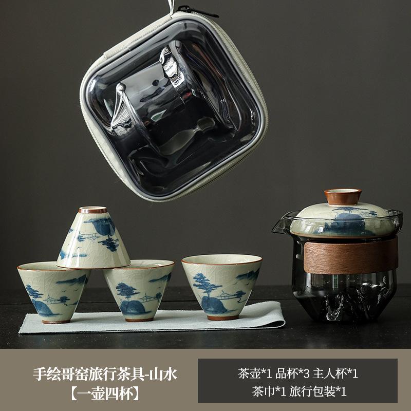 Hongyue Glass Covered Bowl Teacup Large Single Non-Hot Hand-Grasping Pot One Person Kung Fu Tea Set Underglaze Color Brewing Teapot