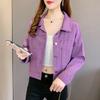 Új Lila Farmerdzseki Női Rövid Laza Vintage Retro Alkalmi Dzseki Felső Ins Divat