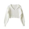 Spring and Autumn Four-color Loose Large Lapel Peplum Knit Sweater Women Fashion Loose Short Sweater Sweater Sweater Comfortable and Versatile