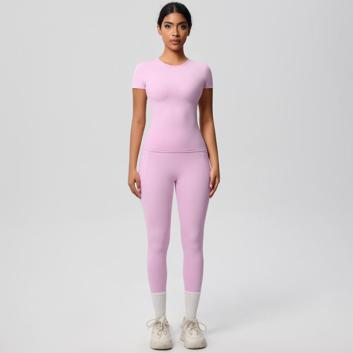 

Однотонный нюдовый облегающий костюм для йоги с начесом, фитнес-комплект для бега с высокой талией и эффектом лифтинга бедер, комплект из двух предметов для женщин XL