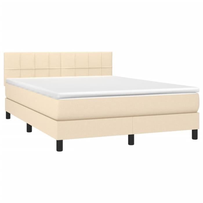 3140062 vidaXL Divan Bed with Mattress Cream 140x200 Cm Fabric