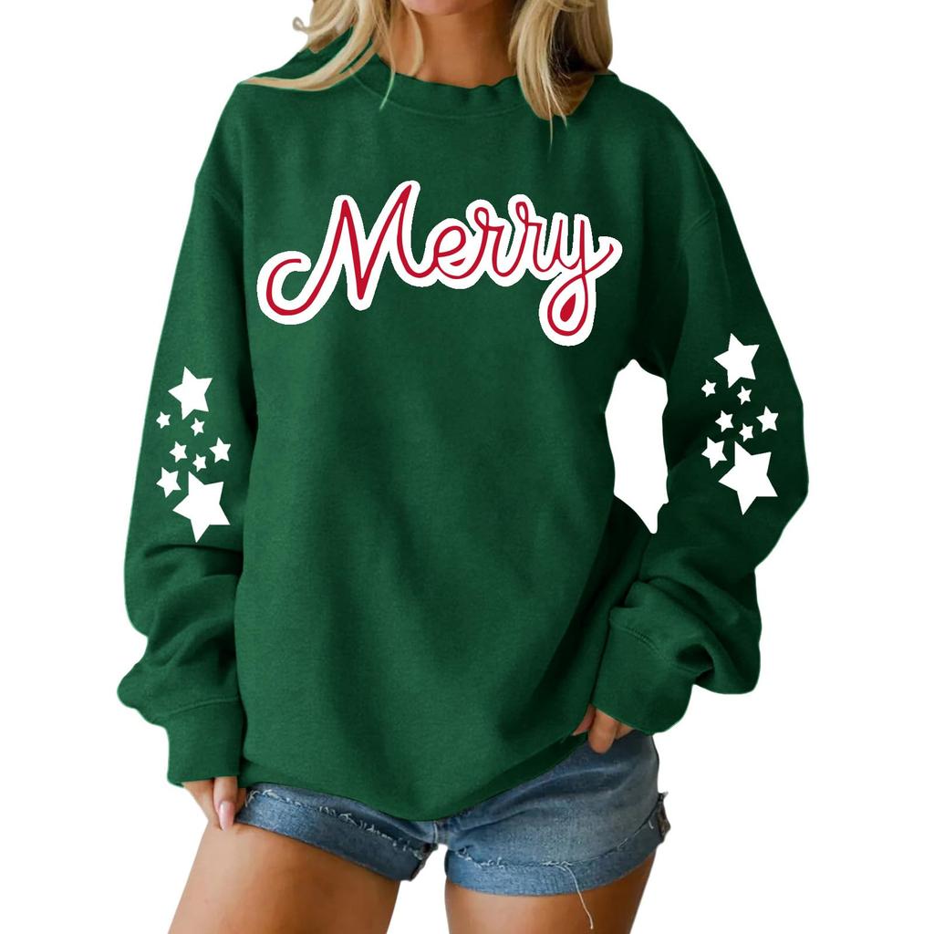 Dame Løs Komfortabel Casual Moteabel Karaktertrykk Rund Hals Langermet Genser