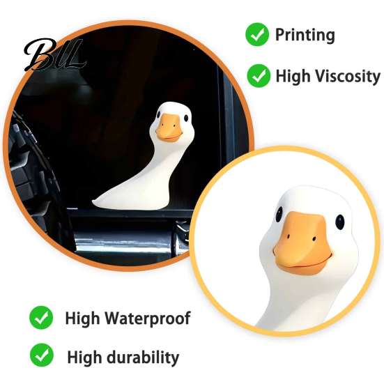Lively Home Decoration Cartoon Big White Goose Static Sticker, Removable PVC Decorative Frosted Glass Privacy Film Decal, Creative Reusable Window for