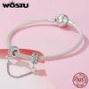 WOSTU 925 Sterling Silver Flower of Life Silicone Safety Chain Fit Original Bracelet DIY Necklace Jewelry Making Gift