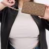 New COACH Coated Canvas Wallet Trumpets Women's Tan & Pink CW778-IMXB0