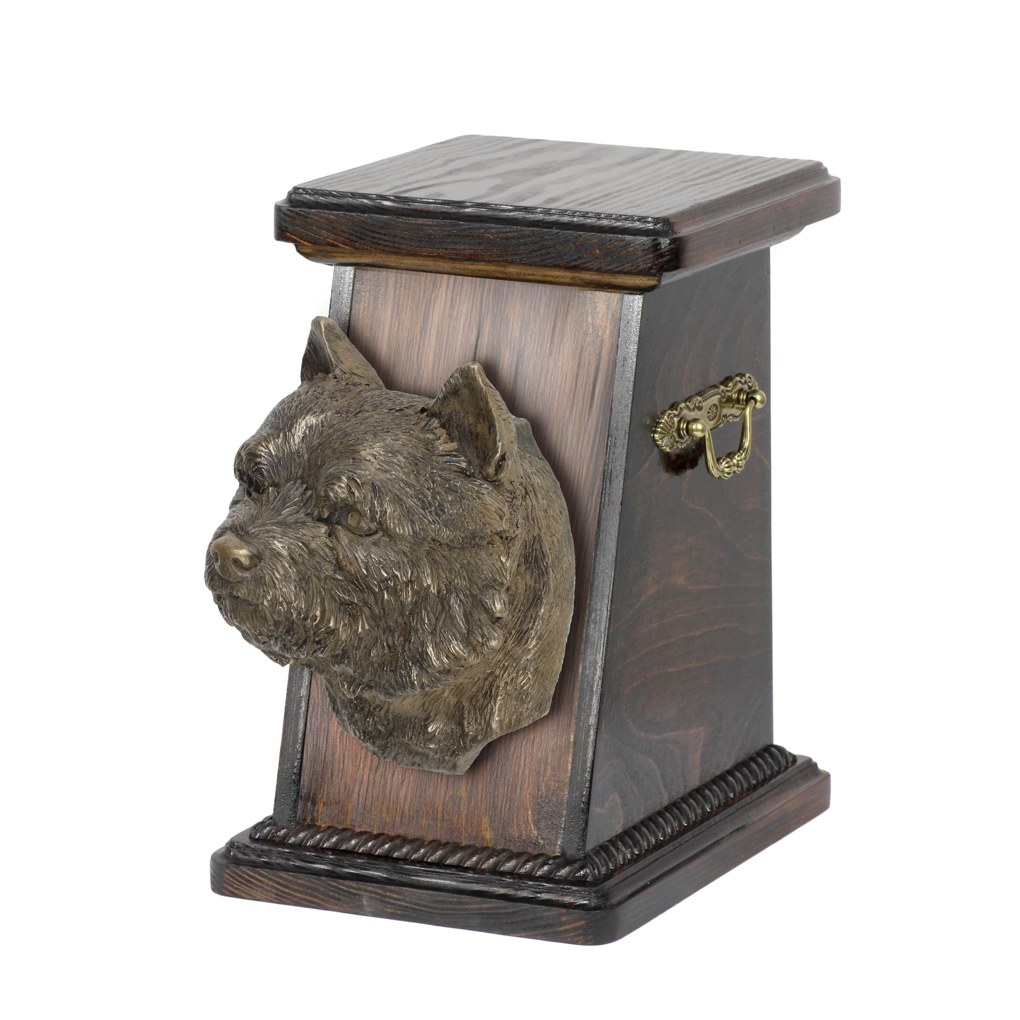 

Norwich Terrier - urn for dog ashes, elegant urn with a statue, commemorative urn with a bust of a dog by Art-Dog brand коричневий