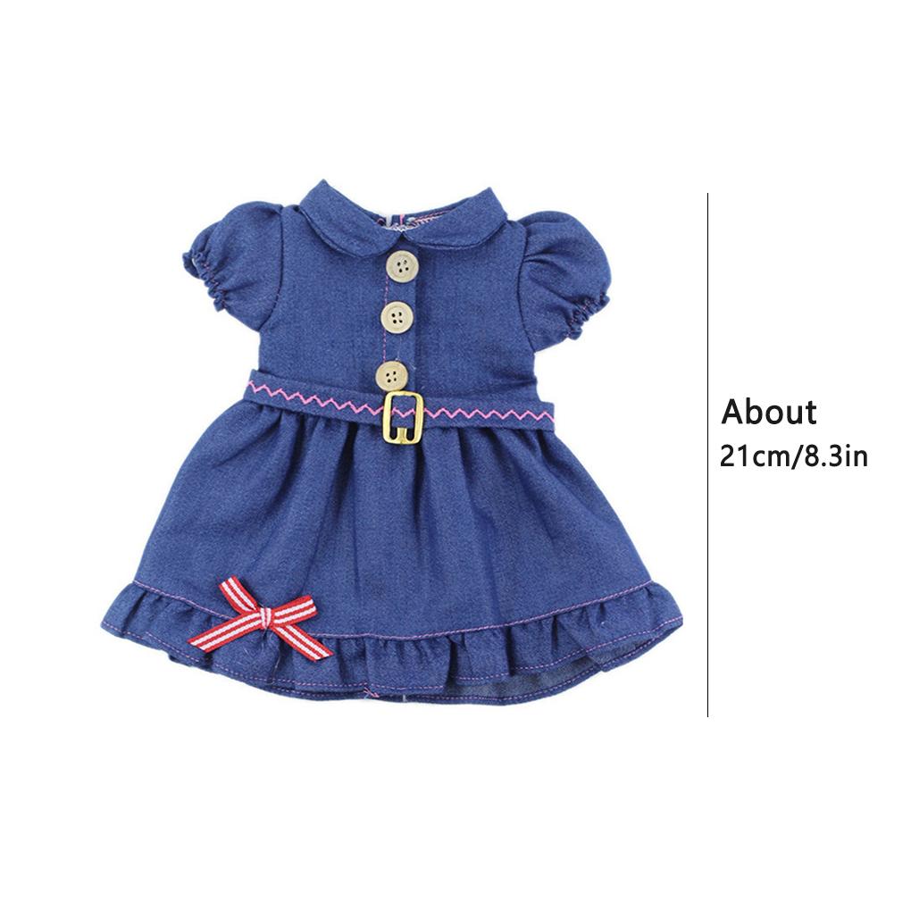 Puppe Kleid für 18 Zoll Mädchenpuppe Baby Neugeborenes Säugling Jeanskleid Kleidung Spielzeug