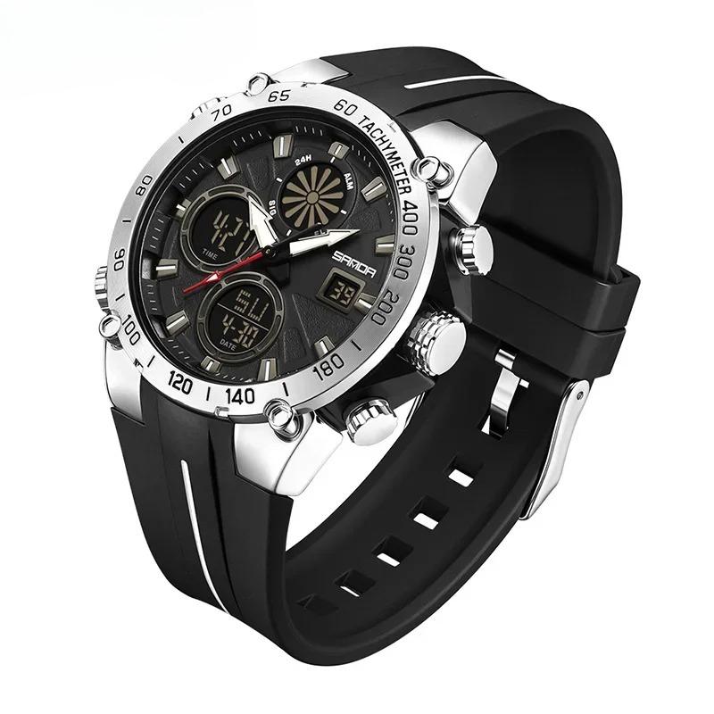 Top Fashion Men's Sports Watch Waterproof LED Analog Digital Dual Display Electronic Clock Stopwatch Men Quartz Wristwatch