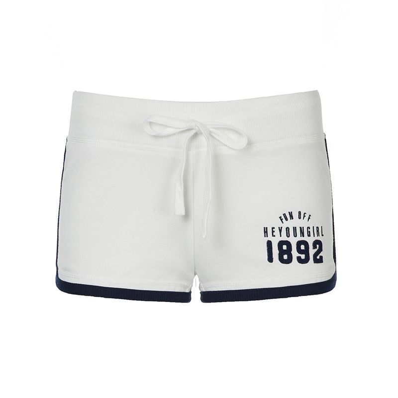 

Fashion Contrast Color Digital Casual Shorts Daily Embroider White S