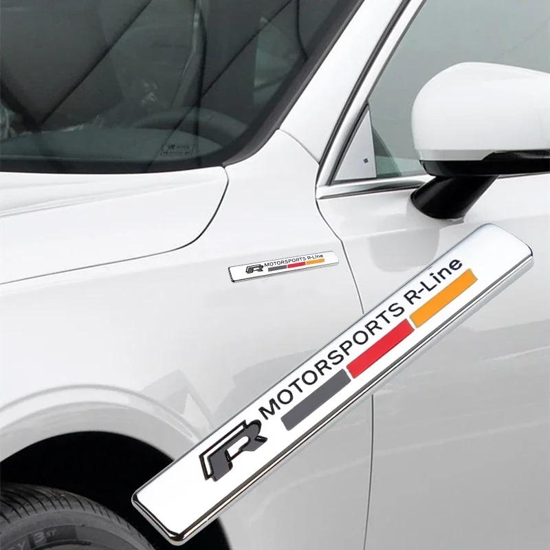 ·1Pcs 3D Metal Car R LINE Emblem Sticker Badge Decoration For VW GTI RLine Scirocco Polo T5 Passat b6 Golf Tiguan Jetta T-ROC CC