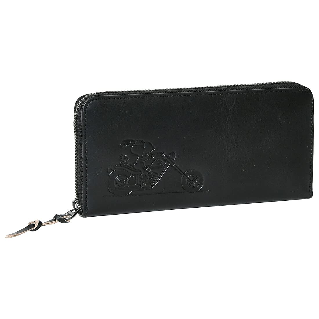 

73301 Long Wallet Round Zipper Closure Character Embossed Black [Snoopy] Women s