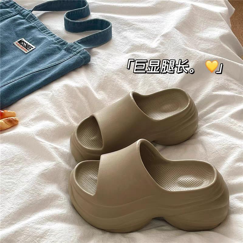 

Шлепанцы на толстой подошве, женские, нескользящие, интернет-знаменитости, маленькая подошва-маффин, с высокой платформой, модный тренд, пляжные сандалии 41 хаки