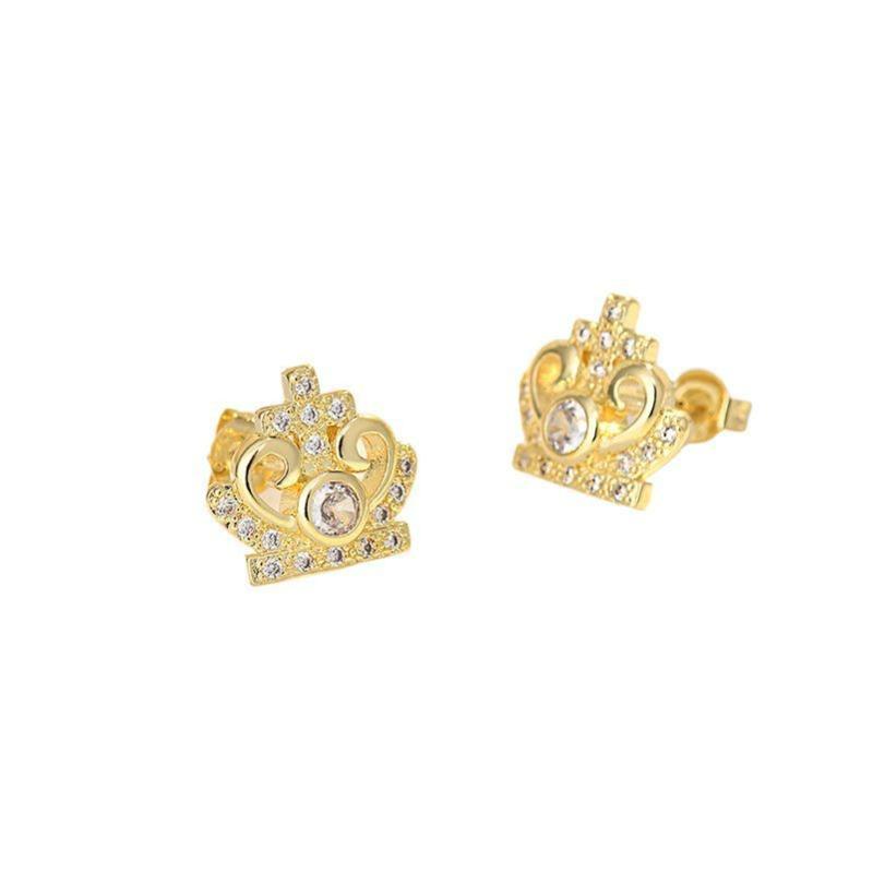 High-end Cross Crown Zircon Earrings Niche Simple and Versatile Temperament Earrings