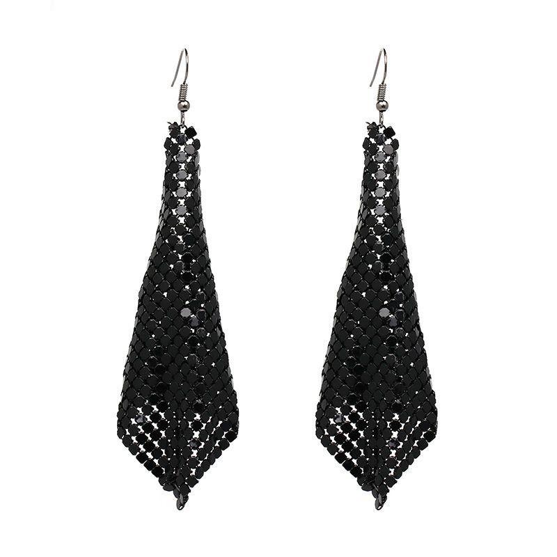 European and American Cross-Border Supply Fashion Earrings Metal Sequin Tassel Earrings Creative New Square Geometric Long Earrings