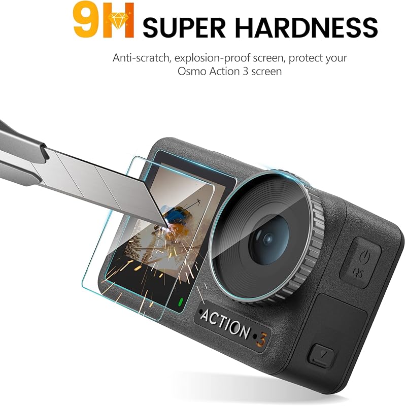 Tempered Glass Screen Protector Film For Dji Osmo Action 3 Screen And Camera Lens Temper Glass Protective : Scratch Guar 0