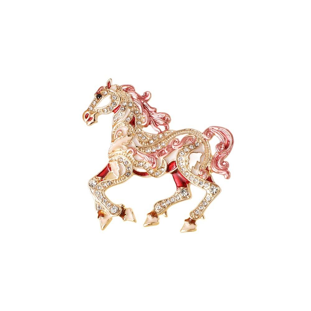 Metal Enamel Horse Brooch Pin Sparkling Mascot Horse Lapel Pin Zodiac Horse Brooch Good Luck