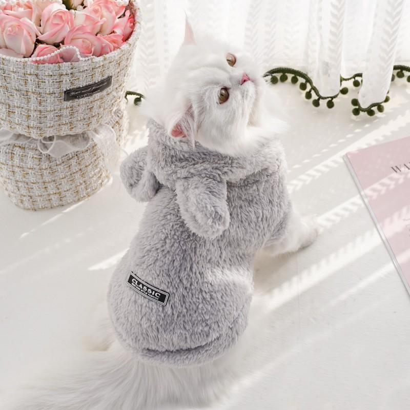 Pet Dog Warm Clothes Winter Jacket for Dog Fleece Puppy Coat Chihuahua French Bulldog Bichon Costume Cute Rabbit Ears Dog Hoodie