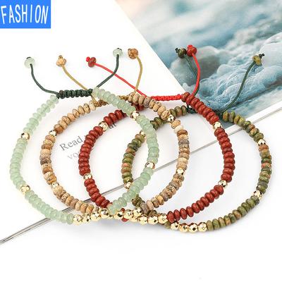 Pulseira de tecido ajustável artesanal de cristal natural pulseira de contas facetadas de 4 mm