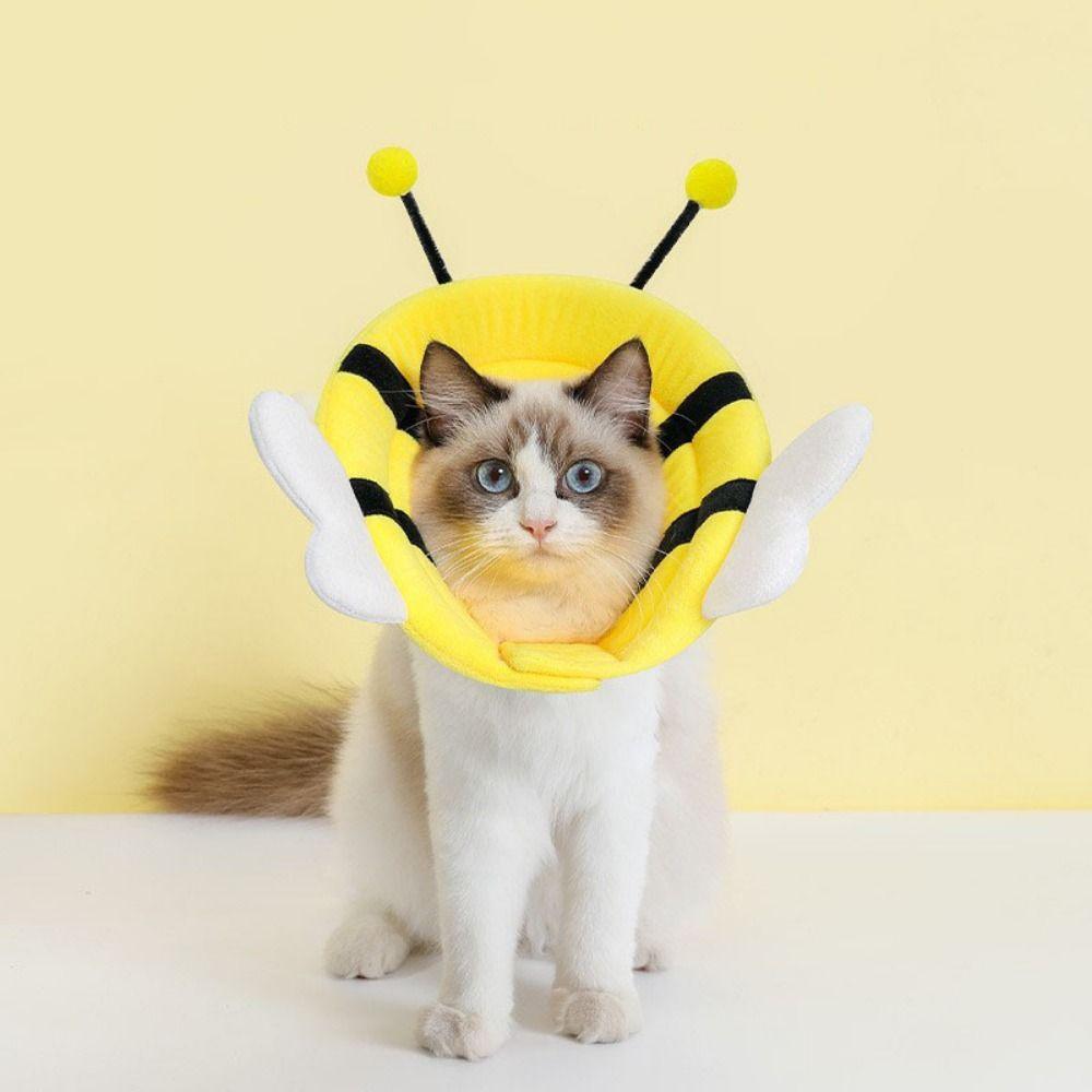 Adjustable Bee Shape Cat Recovery Collar Soft Dog Elizabeth Circle  Help Wound Recovery