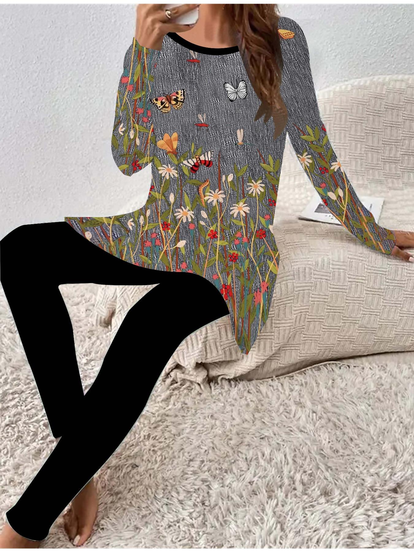 

Евро-американская мода 3D принт бабочки женская футболка с длинным рукавом на четыре сезона + длинные брюки комплект из двух предметов. Идеальный подарок на Новый год и Рождество 8XL серый