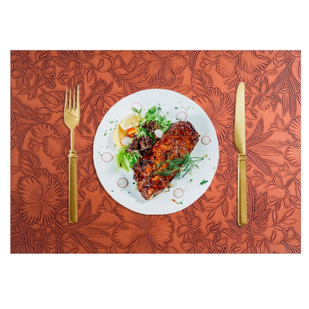 

Nordic PVC Leather Placemat Waterproof Non-Slip Heat-Resistant Rectangle Table Mat with Carved Design Cup Coaster for Dining 43x30cm 1pc
