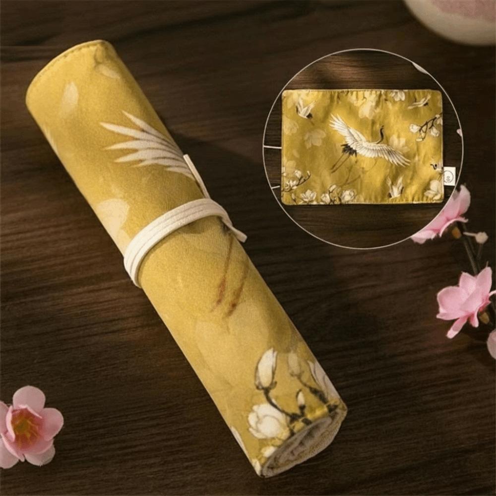 Traditional Palace Stationery Bag Large Capacity Roll Pouch Vintage Pencil Storage Bag Students
