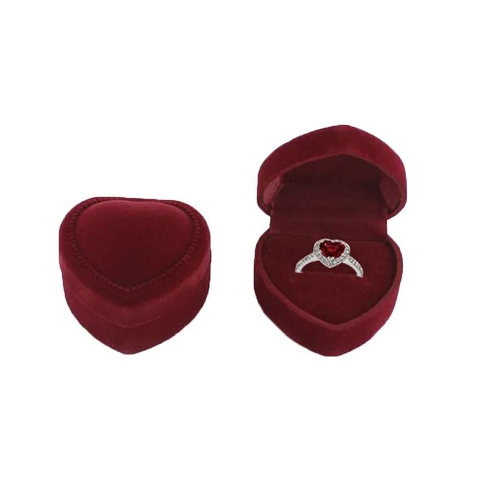 

Коробка для хранения Love Бархатная коробка для колец Серьги-пусеты Ювелирный дисплей Футляр для помолвочного кольца Подарочная коробка вино красного