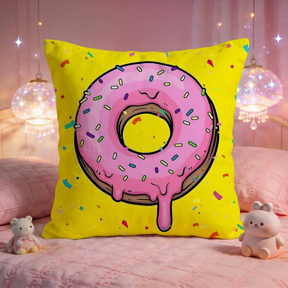 Sweet Donut Sprinkle Cushion Cover Premium Comfort Reversible Pillow Cove Two In One Design for Any Room Car Interior