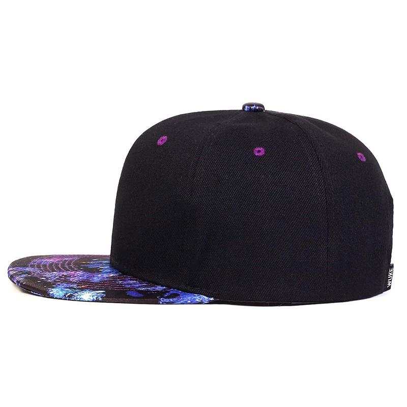 Purple Starry Sky Print Flat Cap Casual Solid Color Lady Hip Hop Hats Fashion Men and Women Adjustable Baseball Hat Cotton Caps