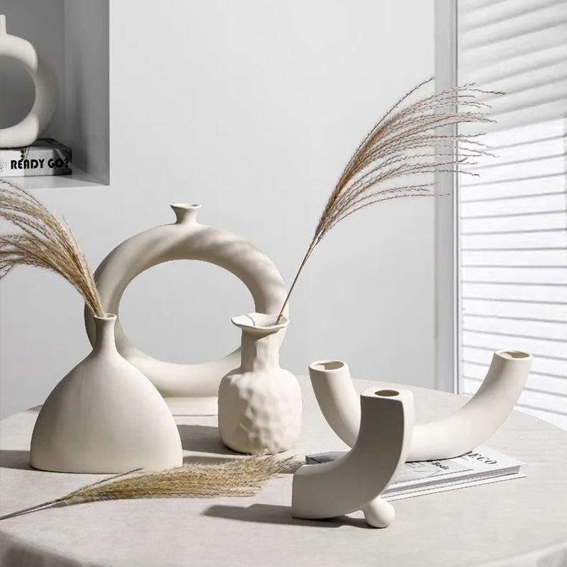 Modern Simple Ceramic Art Vase Dried Flowers Flower Arrangement Ornament Bedroom Desktop Home Decor Pography Background Decor