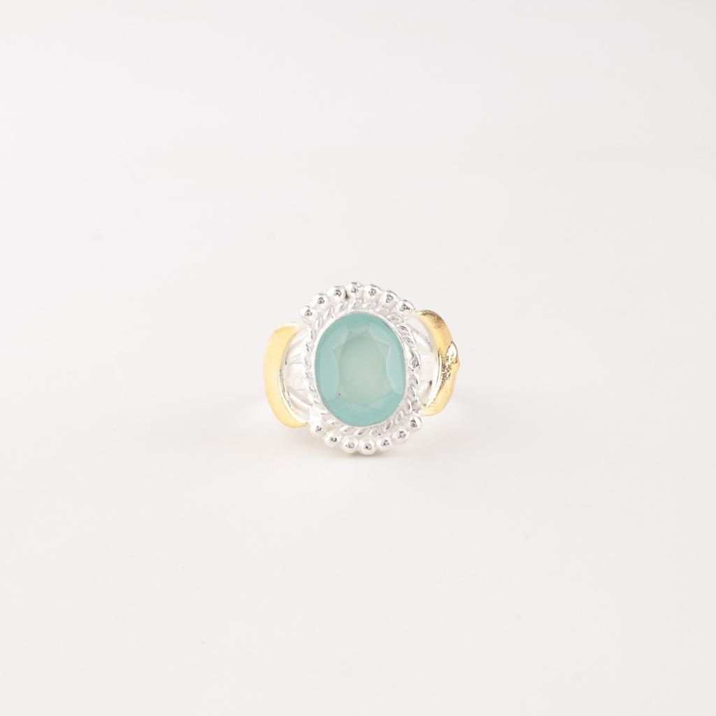 Aqua Chalcedony Gemstone 925 Stamped Silver Jewelry Handmade Ring For Christmas RR-61-18