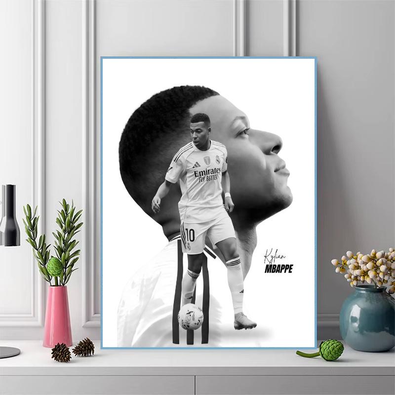 Kylian Mbappé Pattern  3pcs 100% Round Full Drill 5D DIY Diamond Painting Embroidery Cross Stitch Rhinestone Décor