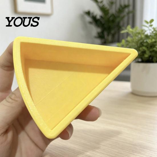 Key Holder Cheese Shape Ornament, 3D Printing Smooth Surface Storage Box, Hole Desk Organizer Design Bright Yellow Cosmetic for Keys