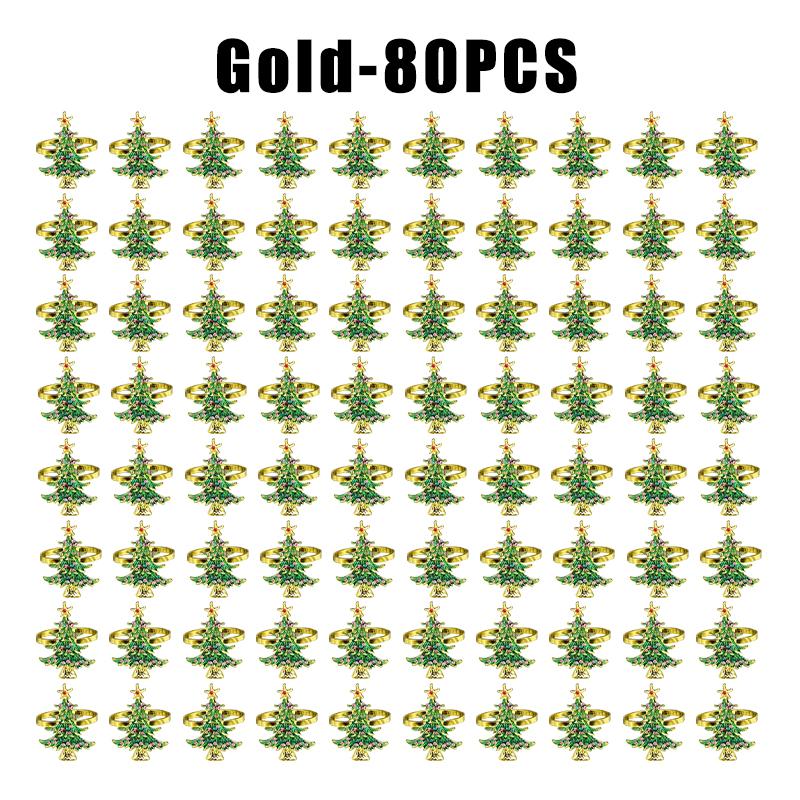 Gold Plated Christmas Tree Napkin Ring Luxury Green Dinner Button Holder for Western Restaurant Table Setting Decor