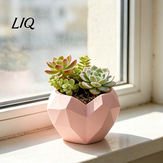 Lively Plant Holder Geometric Heart Shape Flowerpot, Decorative Flower Pot for Indoor Garden Decoration Outdoor, Creative Love Planter Home Balcony