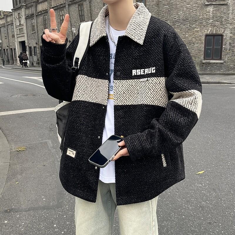 New Spring Teenager Jacket Men's Jacket Fashionable Casual Design Sense Middle School Students Loose Top