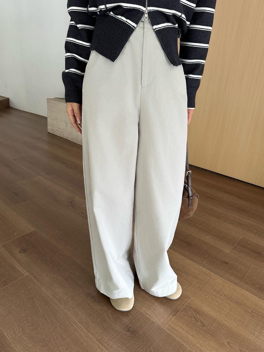 

TiaoCheng 2026 Spring Women s Korean Minimalist Wide-Leg Casual Straight-Leg Long Pants Small хаки