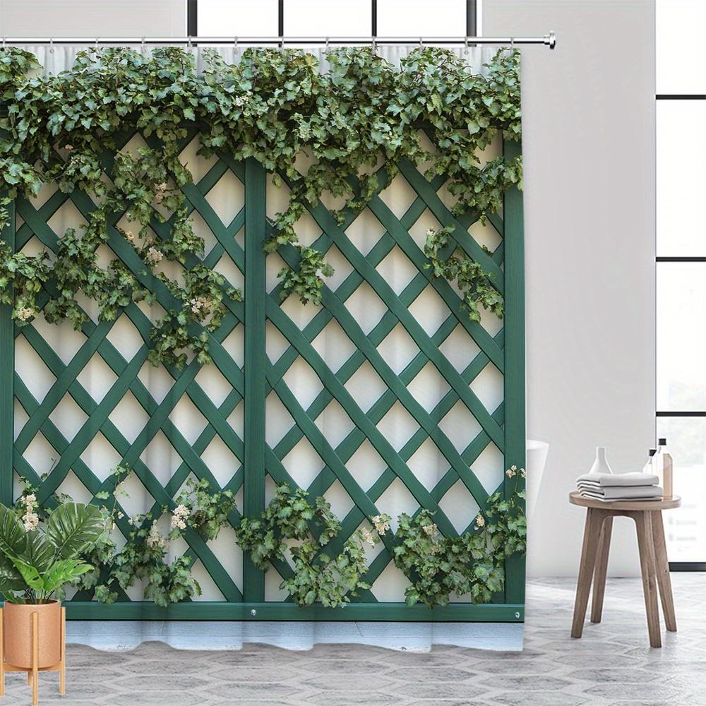 Waterproof Shower Curtain with Lattice and Vine Design for a Fresh and Inviting Garden Inspired Bathroom Decor Experience