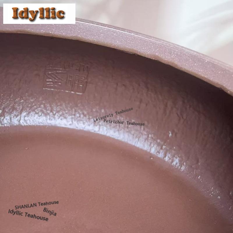 210 ml Yixing Ljurlera Tekannor Handgjorda Guldritad Han Jiang-kanna Råmalm Ljuslila Lera Vattenkokare med Sil Zisha Te-set
