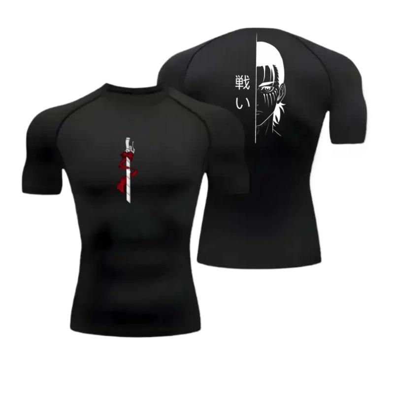 Men Compression Shirt Sports Comfortable Quick Drying Gym T-shirt Fitness Sweatshirt Quick-Dry High-Elasticity Top Sweat Absorbing Tight Fit