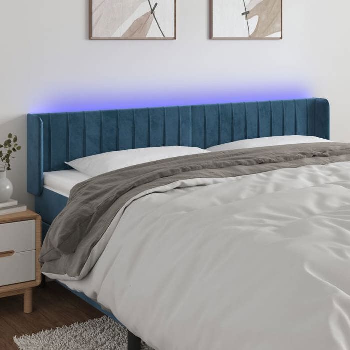 VidaXL Tête de Lit à LED Meuble de Chambre à Coucher Accessoire de Lit Double Tête de Cadre de Lit Intérieur Bleu Foncé 3123544
