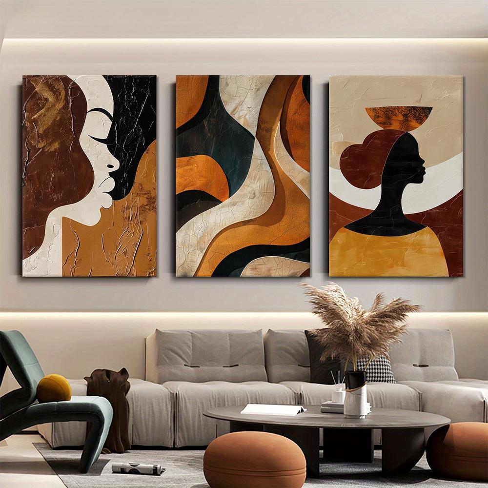 3PC 2D Flat Modern Abstract Character Canvas Decorative Painting Nordic Style Living Room Entrance Bedroom Wall Decoration Simpl