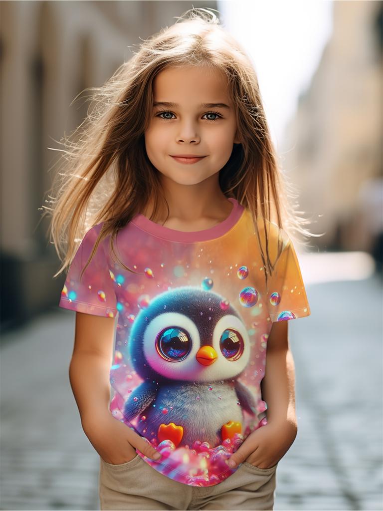 2024 Baby Summer Clothes Casual Short Sleeve Top Round Neck T-Shirt for Girls Tshirts Cartoon Outdoor Kawaii Teen Girl Clothes